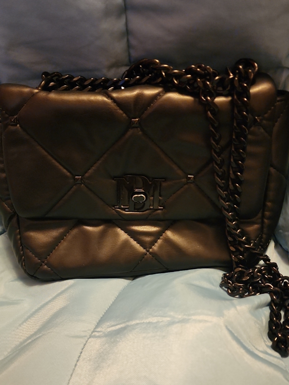 Badgley Mischka Black Quilted Chain-Handle Crossbody